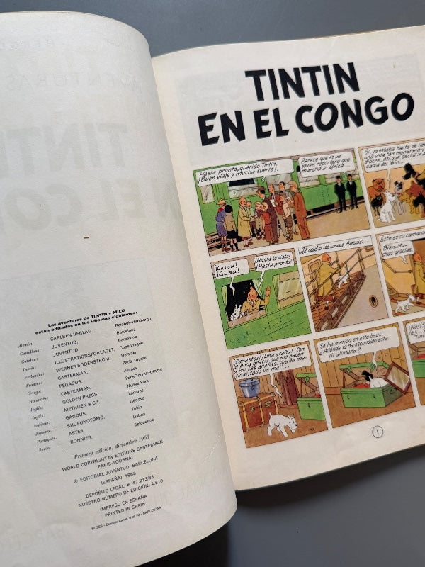 Tintín en el Congo, Hergé (1ª ed.) - Editorial Juventud, 1968