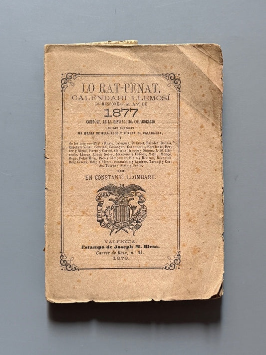 Lo rat-penat. Calendari llemosí 1877, Constantí Llombart - Estampa de Joseph M. Blesa, 1876