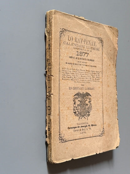 Lo rat-penat. Calendari llemosí 1877, Constantí Llombart - Estampa de Joseph M. Blesa, 1876