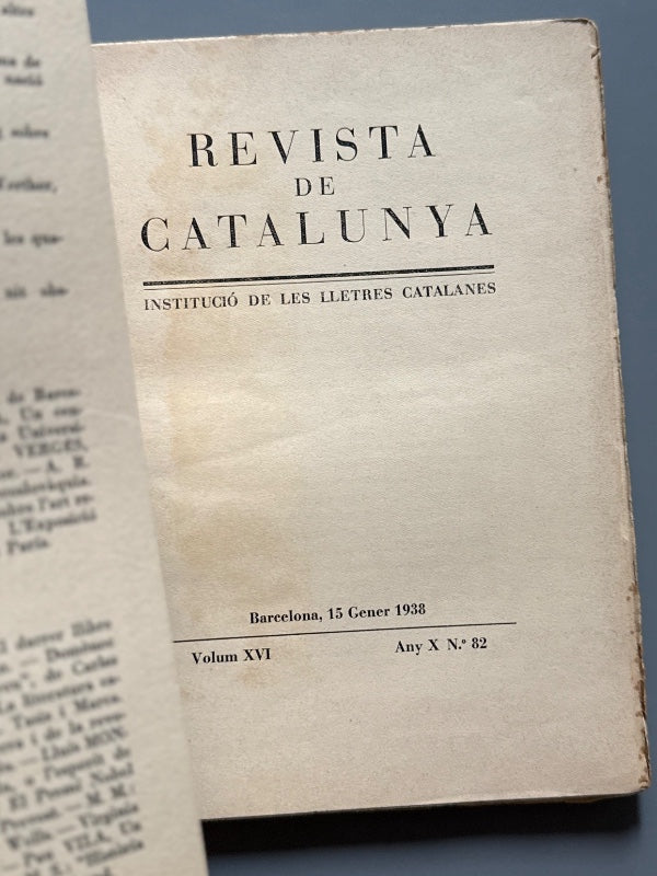 La Revista de Catalunya. En una nit obscura, Mercè Rodoreda - Nº82, enero de 1938