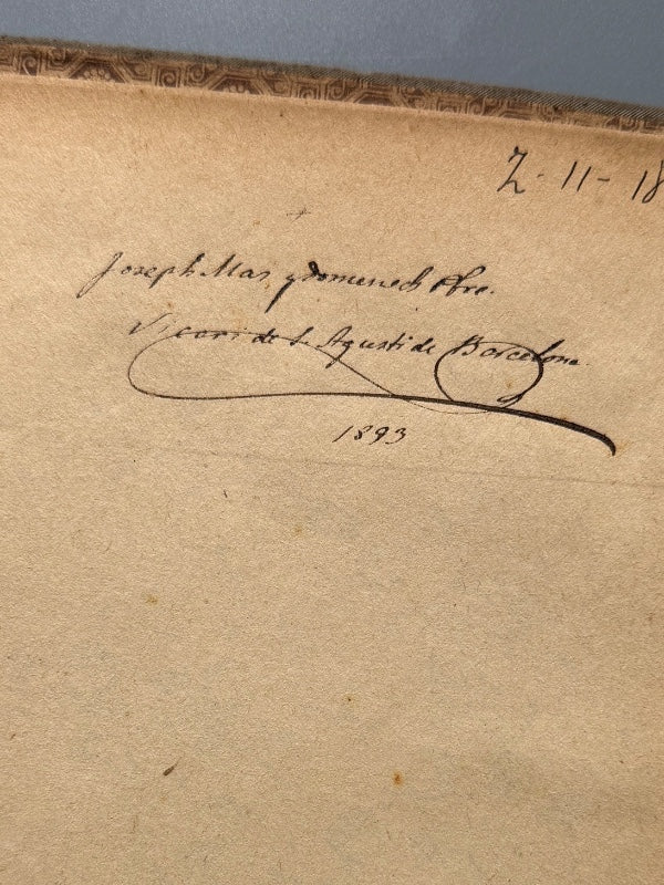Lo segell de S. Bernát Calvó, Bisbe de Vich, Ferrán de Sagarra y de Siscar - Barcelona, 1893