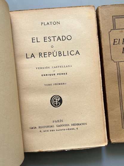 Libro de: El Estado o la República, Platón - Garnier Hermanos, ca. 1900