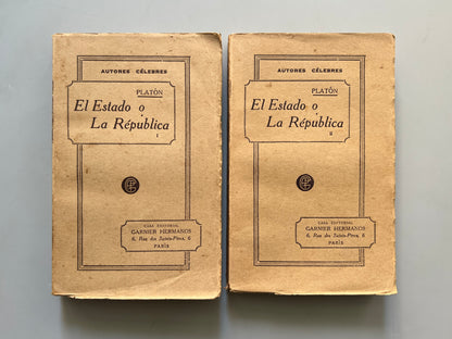 Libro de: El Estado o la República, Platón - Garnier Hermanos, ca. 1900