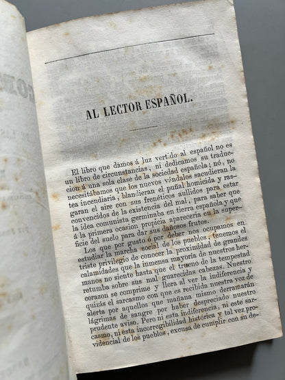 Libro de: Historia del Comunismo, Alfredo Sudre - Imprenta del Diario de Barcelona, 1860