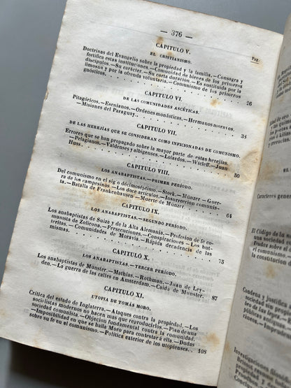 Libro de: Historia del Comunismo, Alfredo Sudre - Imprenta del Diario de Barcelona, 1860