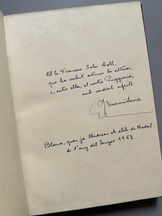 Libro de: Història del santuari de la Mare de Déu de Puiggraciós, Josep Maurí Serra. Firmado - Barcelona, 1952