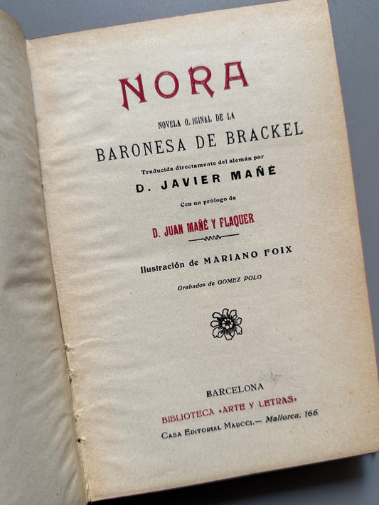 Libro de: Nora, Baronesa de Brackel - Casa Editorial Maucci - Biblioteca Arte y Letras, ca.1900
