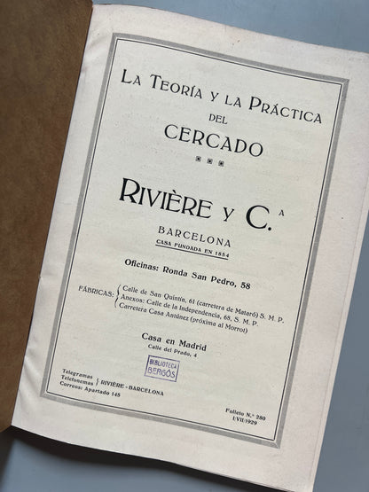 Libro de: La teoría y la práctica del cercado, Rivière y C.ª - ca. 1920