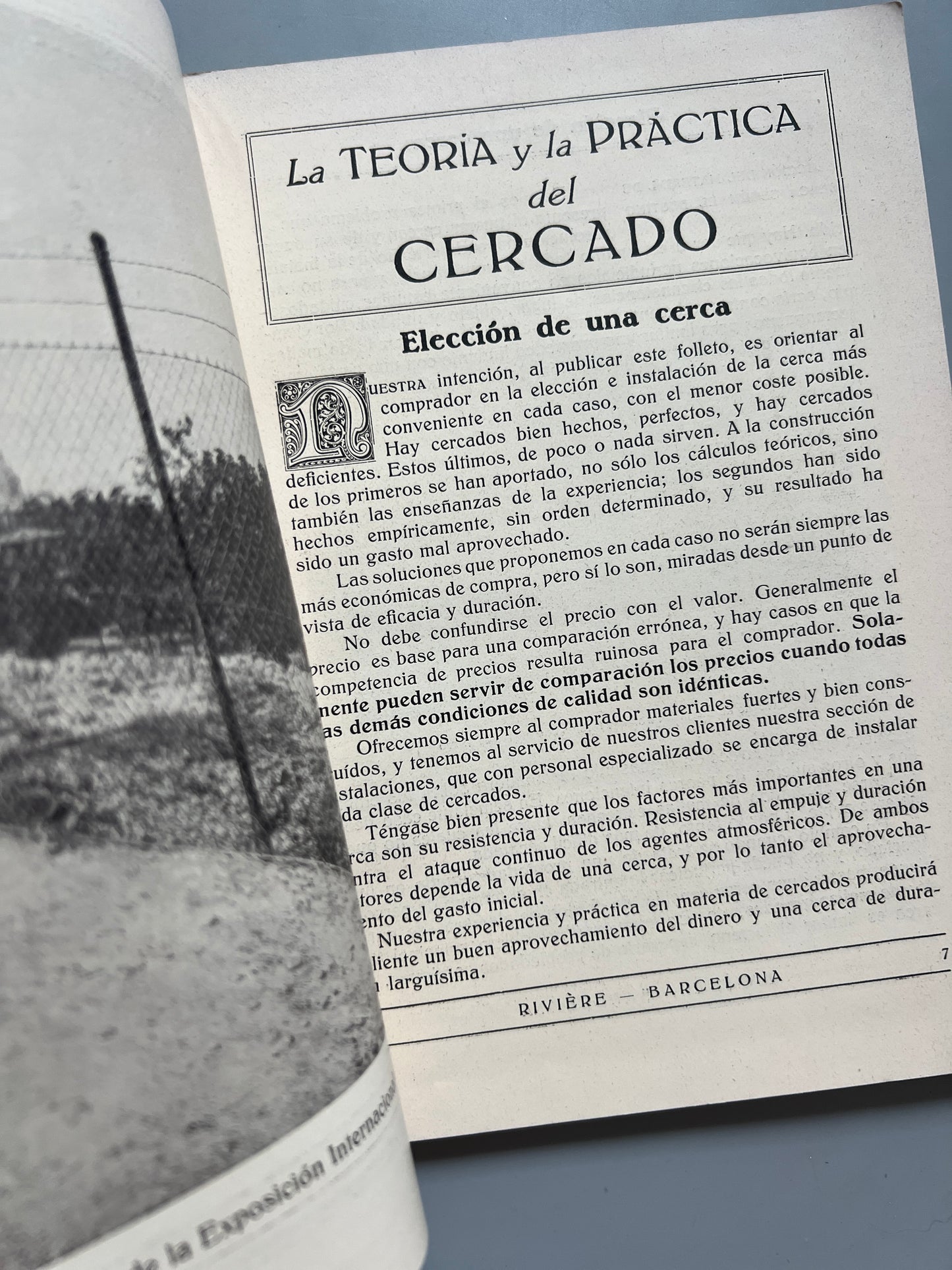 Libro de: La teoría y la práctica del cercado, Rivière y C.ª - ca. 1920