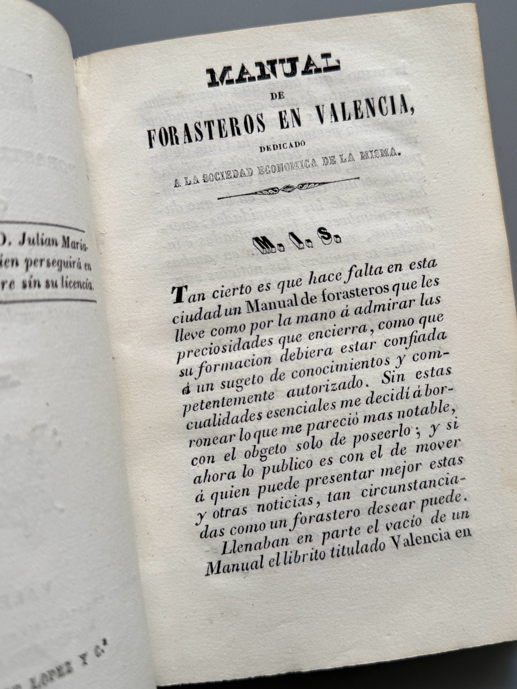 Libro de: Manual de forasteros en Valencia, J. G. - Libreria de Julian Mariana, 1841