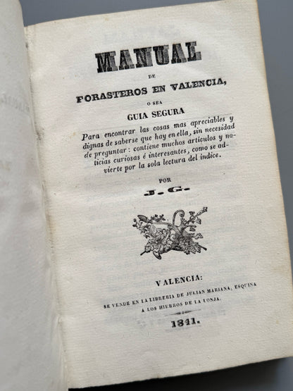 Manual de forasteros en Valencia, J. G. - Libreria de Julian Mariana, 1841