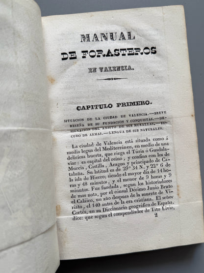 Libro de: Manual de forasteros en Valencia, J. G. - Libreria de Julian Mariana, 1841
