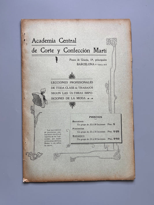 Lecciones profesionales. Academia Central de Corte y Confección Martí - octubre, 1908