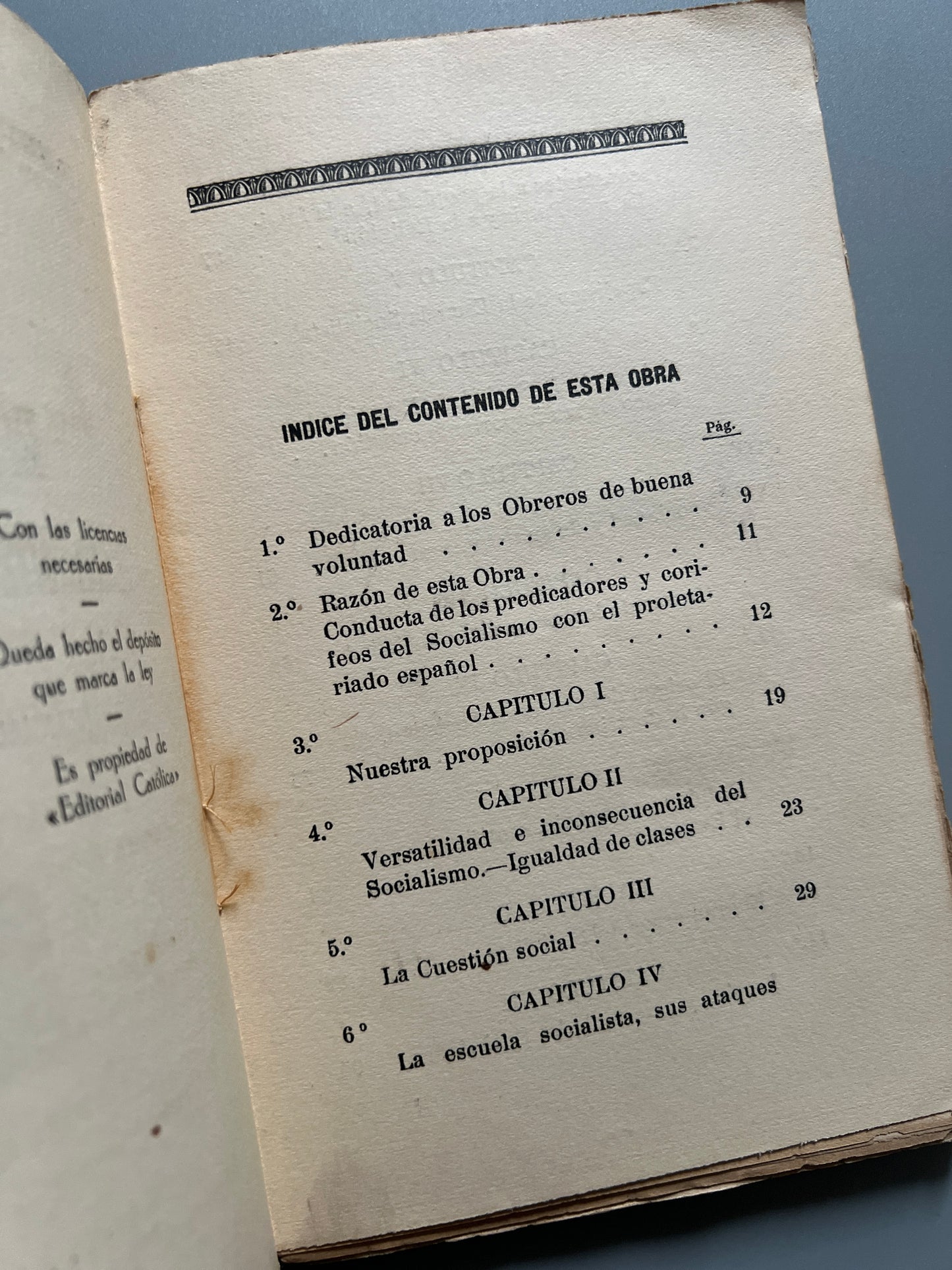 Libro de: El socialismo a la luz del Evangelio. Manual del obrero, José María Ruano - Editorial Católica, 1934