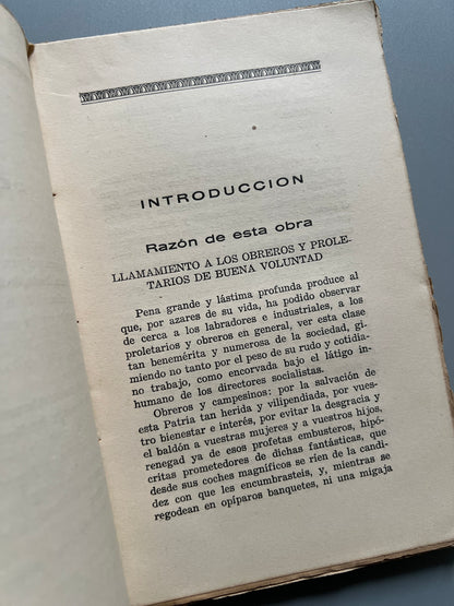 Libro de: El socialismo a la luz del Evangelio. Manual del obrero, José María Ruano - Editorial Católica, 1934