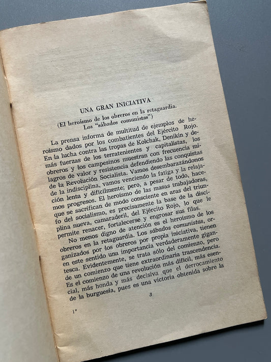 Libro de: Una gran iniciativa/ ¿Cómo debe organizarse la emulación?, Lenin - Moscú, ca. 1930