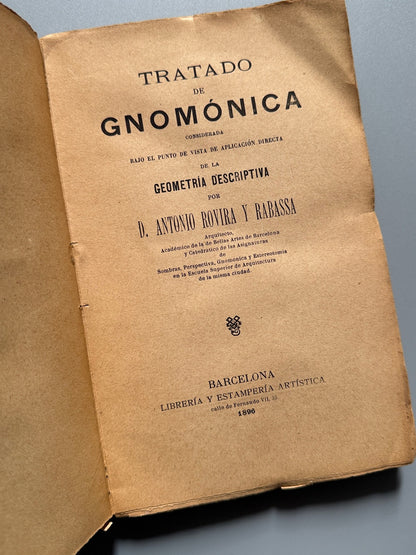 Libro de: Tratado de gnomónica, Antoni Rovira Rabassa - Librería y Estampería Artística, 1896