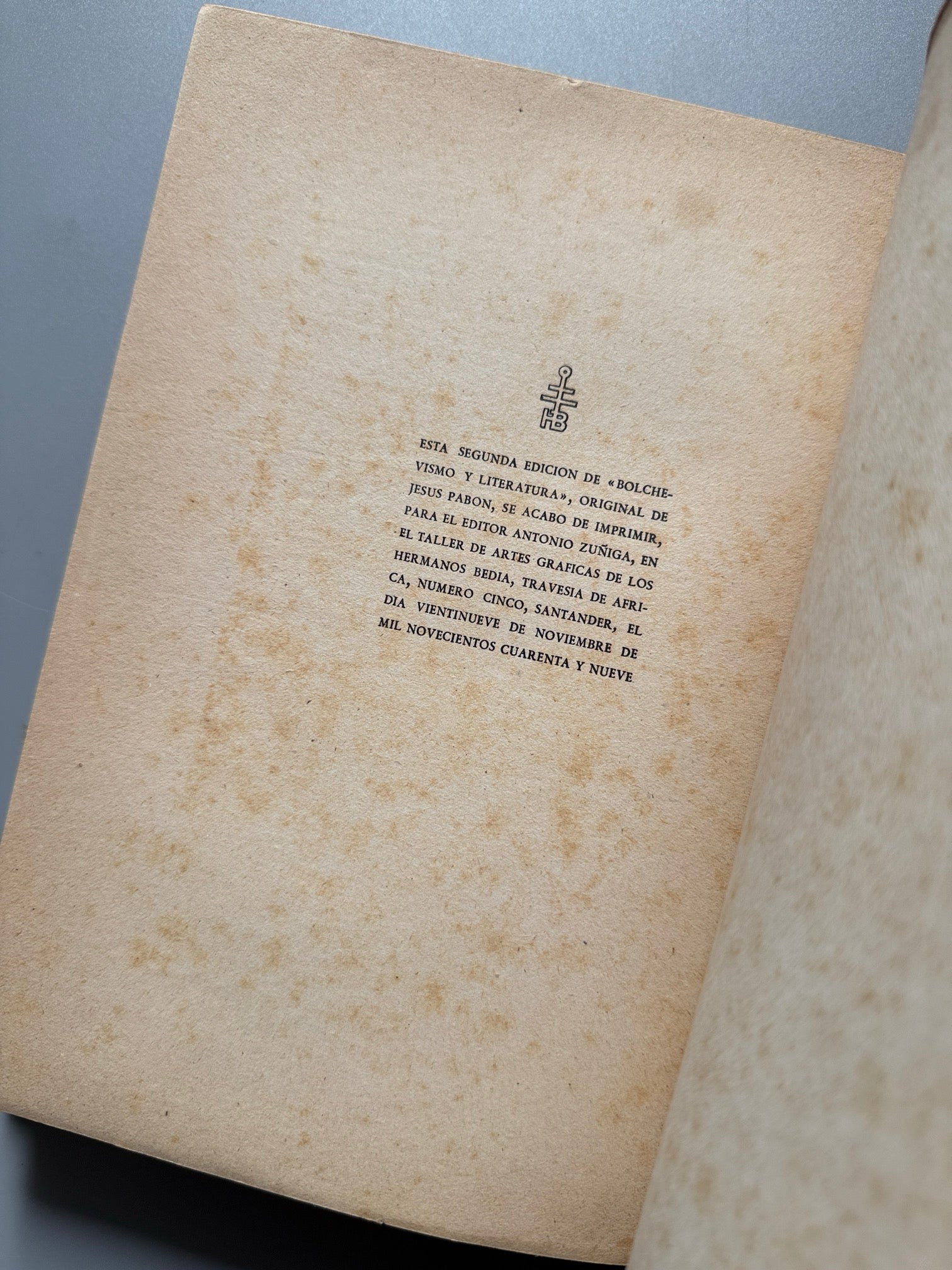 Libro de: Bolchevismo y literatura, Jesús Pabon (firmado) - Antonio Zuñiga Editor, 1949