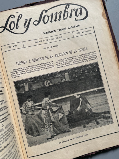 Libro de: Sol y sombra, semanario taurino ilustrado (encuadernado) - Madrid, julio 1912 - abril 1913