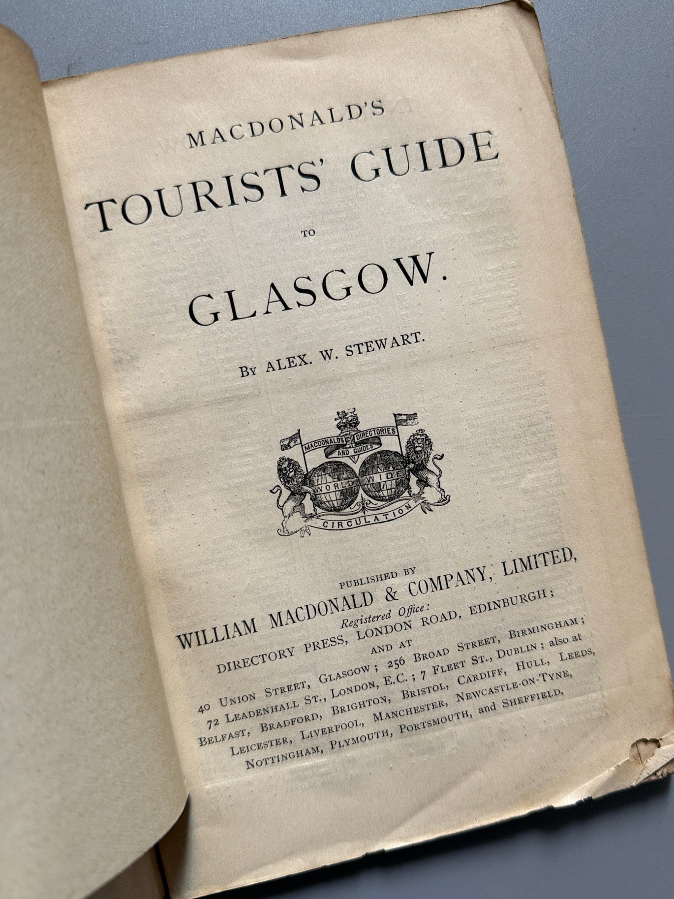 Libro de: Macdonald's tourists' guide to Glasgow, Alex W. Stewart, William Macdonald & Cº, ca. 1905