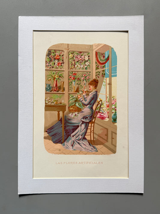 Cromolitografía "Las flores artificiales" - La vida de las flores, 1878