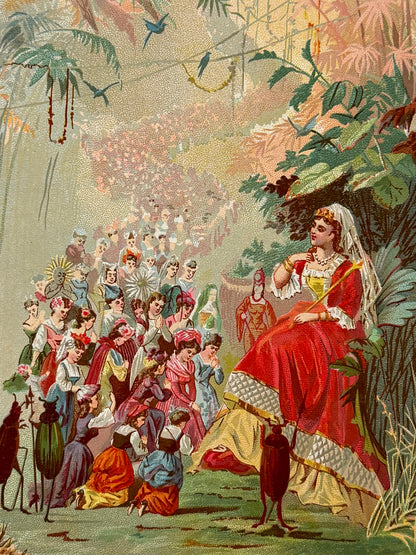 Cromolitografía "regreso de las flores" - La vida de las flores, 1878