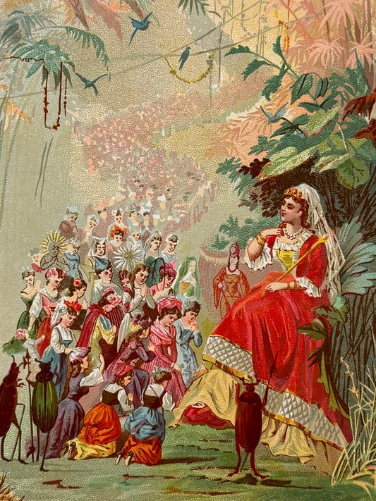 Cromolitografía "regreso de las flores" - La vida de las flores, 1878