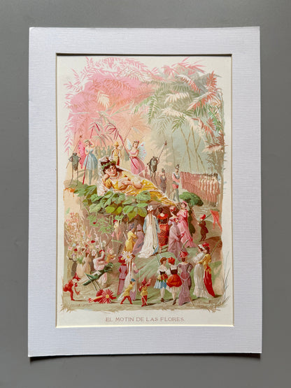 Cromolitografía "El motín de las flores" - La vida de las flores, 1878