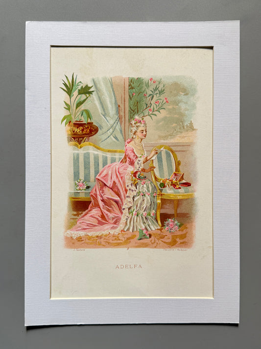 Cromolitografía Adelfa - La vida de las flores, 1878