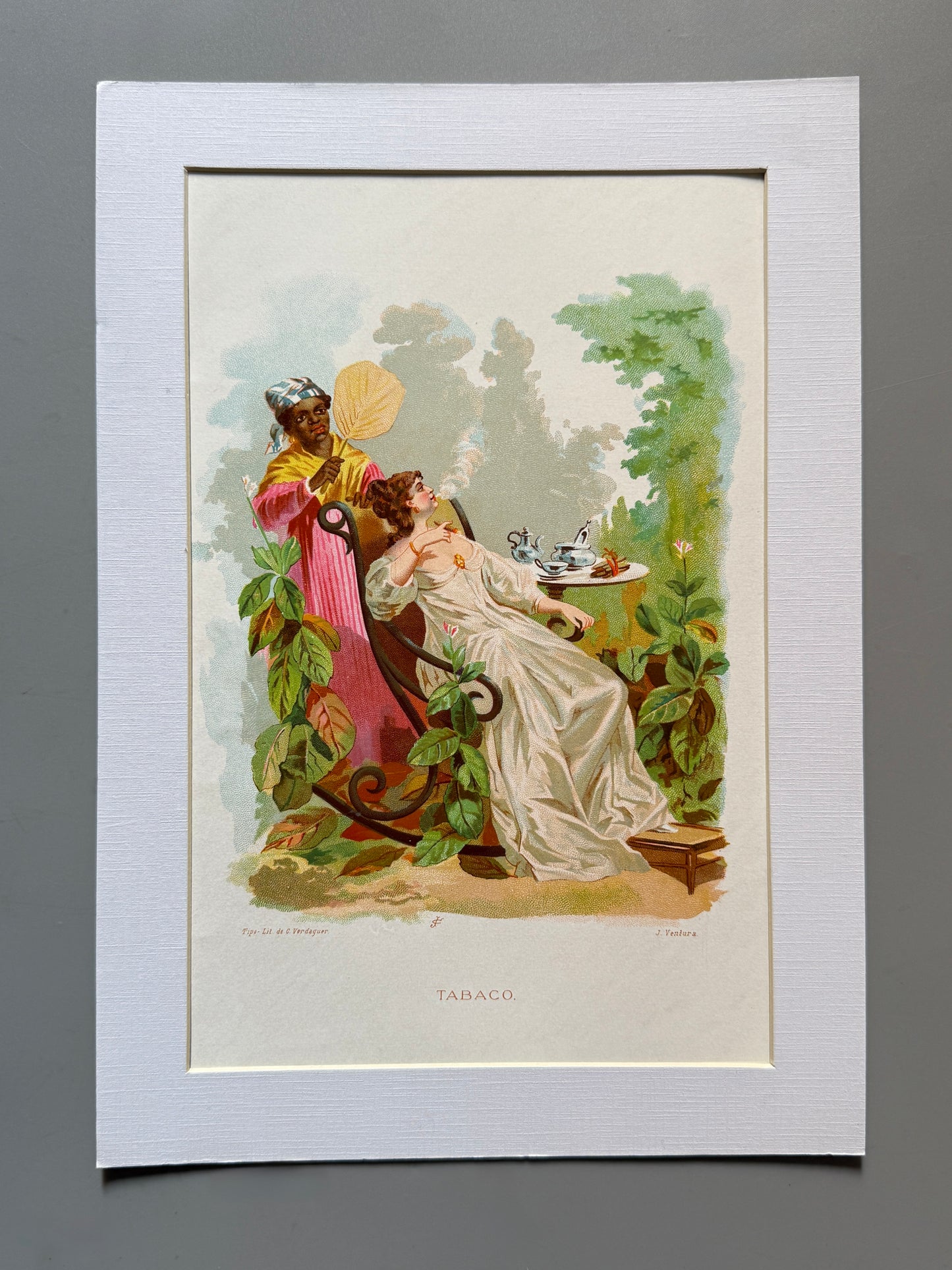 Cromolitografía El tabaco - La vida de las flores, 1878