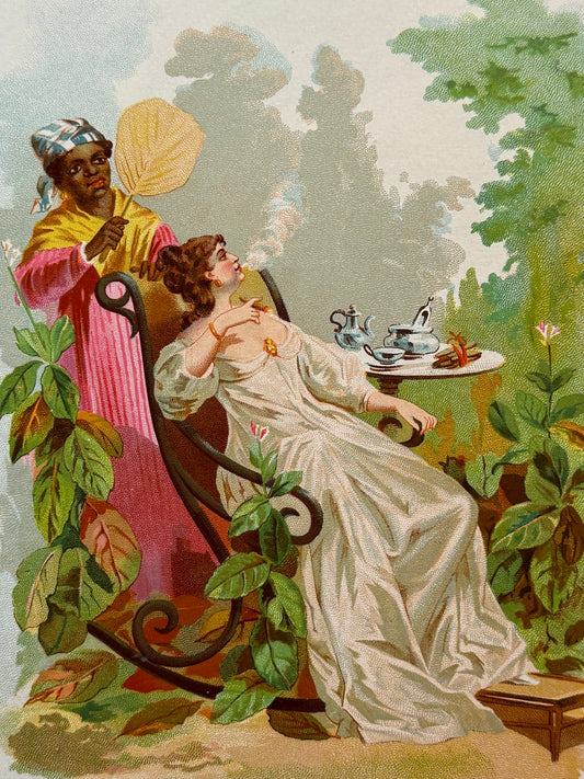 Cromolitografía El tabaco - La vida de las flores, 1878