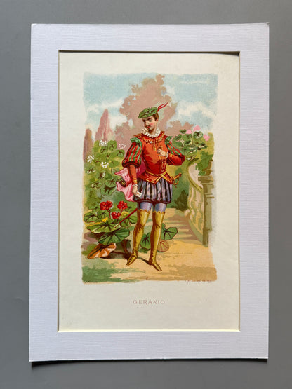 Cromolitografía Geranio - La vida de las flores, 1878