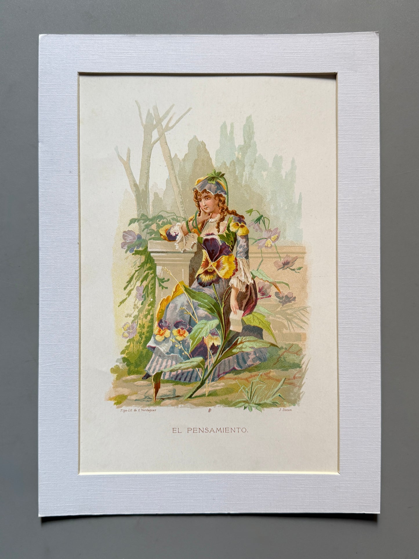Cromolitografía El Pensamiento - La vida de las flores, 1878