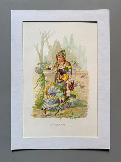 Cromolitografía El Pensamiento - La vida de las flores, 1878