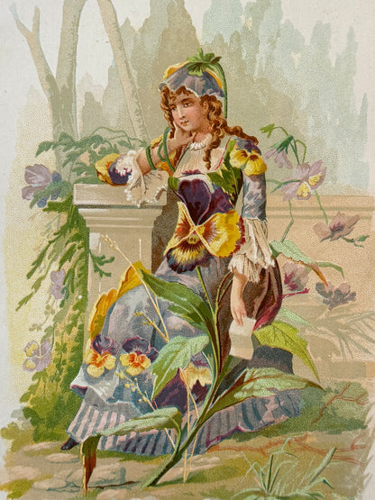 Cromolitografía El Pensamiento - La vida de las flores, 1878
