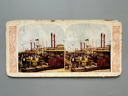 Fotografía estereoscópica coloreada barcos Nueva Orleans - World Series, ca. 1895