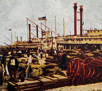 Fotografía estereoscópica coloreada barcos Nueva Orleans - World Series, ca. 1895