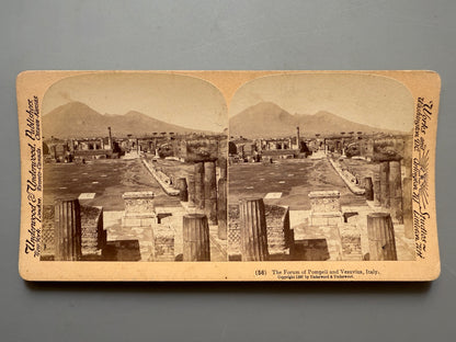 Fotografía estereoscópica Foro de Pompeya y Vesubio - Underwood&Underwood Publishers, ca. 1897