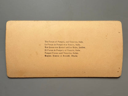Fotografía estereoscópica Foro de Pompeya y Vesubio - Underwood&Underwood Publishers, ca. 1897
