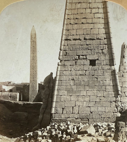Fotografía estereoscópica Pilón y obelisco, Templo de Luxor, Egipto - Imprerial Series, ca. 1901