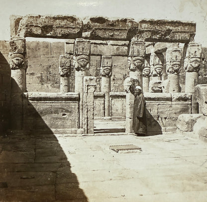 Fotografía estereoscópica Templo de Hathor, Dendera, Egipto - Imprerial Series, ca. 1901