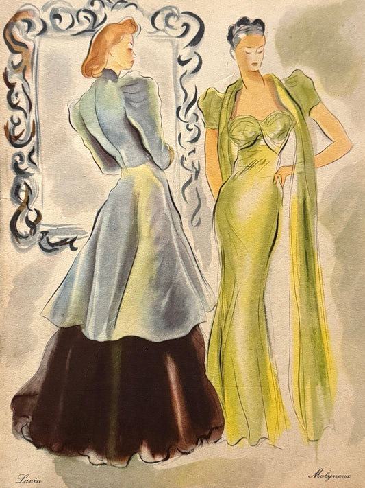 Lámina de moda, diseños de Molineux y Lanvin - 1938