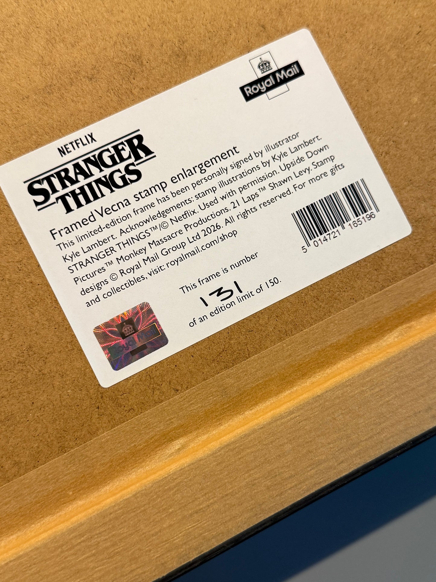 Stranger Things. Print Vecna edición limitada, nº131 de 150. Firma Kyle Lambert - Royal Mail