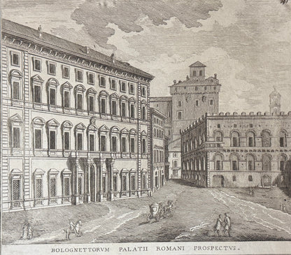 Grabado Palacio Romano de los Boloñeses - Calcografia degli edifizj di Roma, 1779