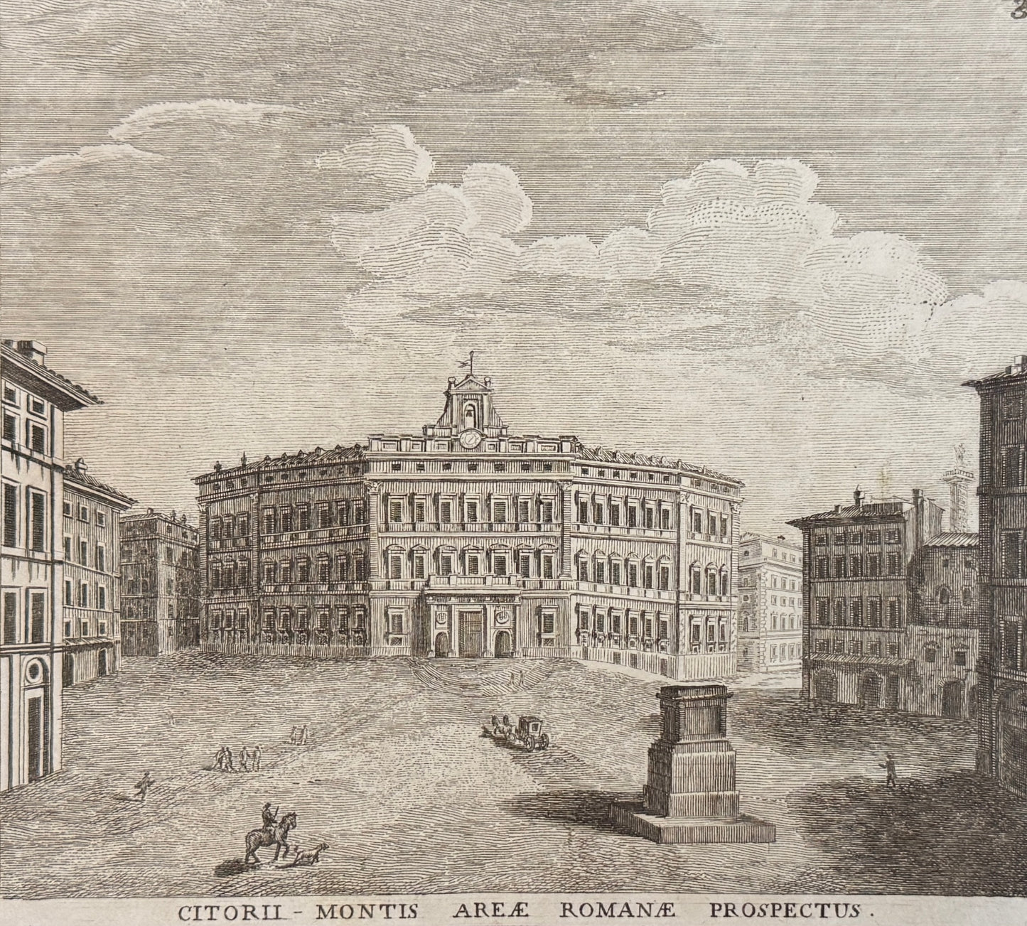 Grabado Plaza de Monte Citorio - Calcografia degli edifizj di Roma, 1779