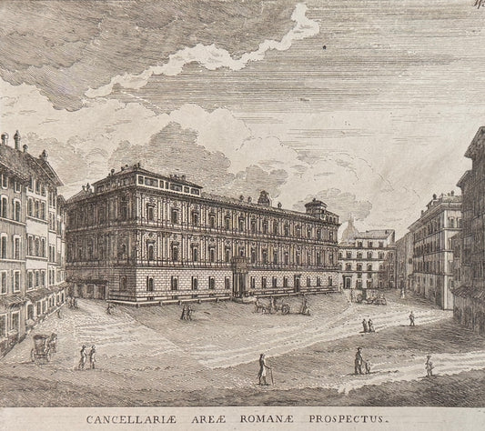 Grabado Plaza de la Cancillería - Calcografia degli edifizj di Roma, 1779