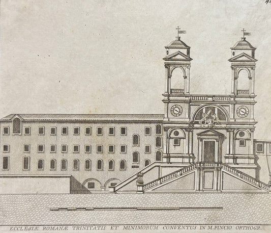 Grabado Iglesia Trinità dei Monti y Convento de los mínimos - Calcografia degli edifizj di Roma, 1779
