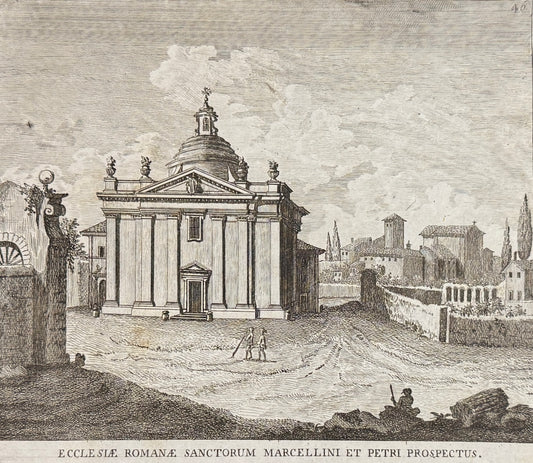 Grabado Iglesia de Santi Marcellino e Pietro al Laterano - Calcografia degli edifizj di Roma, 1779