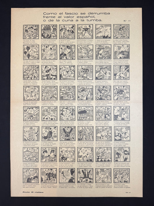 Auca. Como el fascio se derrumba frente al valor español, o de la cuna a la tumba, nº11 (Guerra Civil) - Comissariat de Propaganda de la Generalitat de Catalunya, 1937