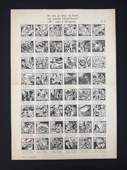 Auca. De com en Gep i la Rossa van prendre tranquil·lament cafè i copa a Saragossa, nº8 (Guerra Civil) - Comissariat de Propaganda de la Generalitat de Catalunya, 1937
